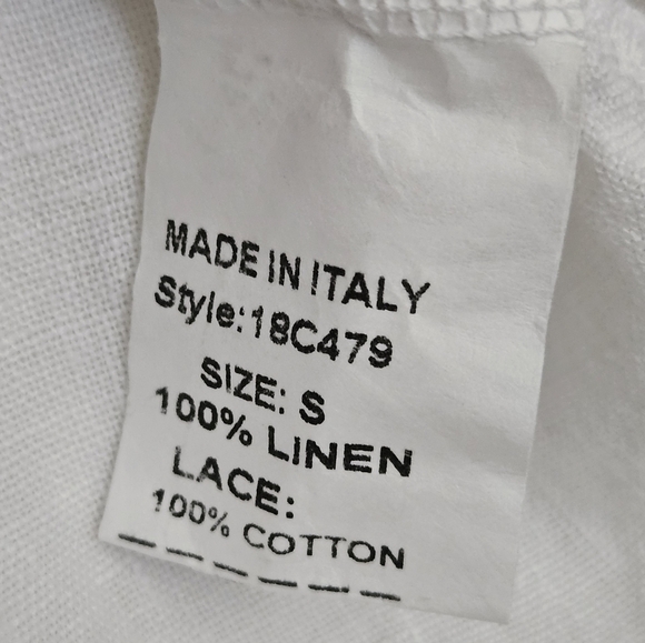 Francesca Bettini made in Italy Linen cotton White Lace tunic blouse top size S - Picture 8 of 9